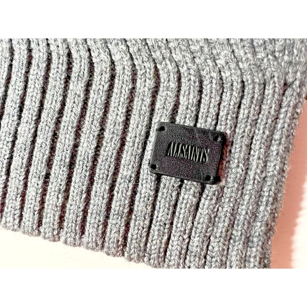ALLSAINTS Gray Rib Mix Knit Scarf  72